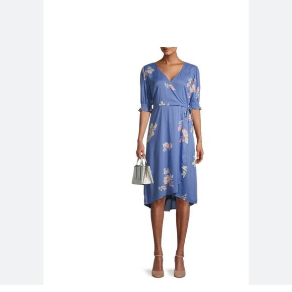 Time and Tru XXL Blue and Pink Floral Dress - Picture 1 of 12